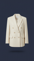 Ivory Wool Double-Breasted Blazer