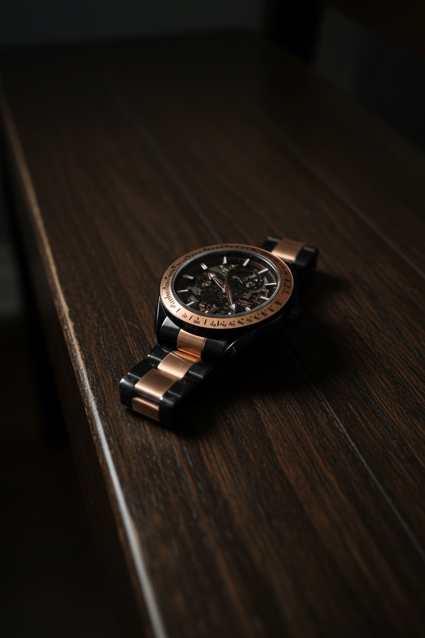 Invicta Skeleton Automatic Watch – Black & Rose Gold