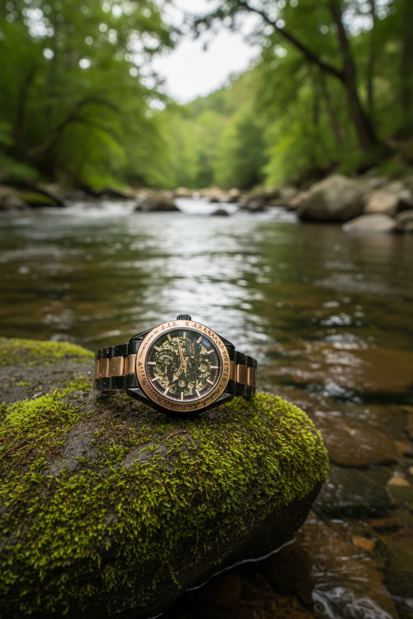 Invicta Skeleton Automatic Watch – Black & Rose Gold