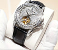 Reef Tiger Tourbillon Crystal Dial Watch – Silver & Black