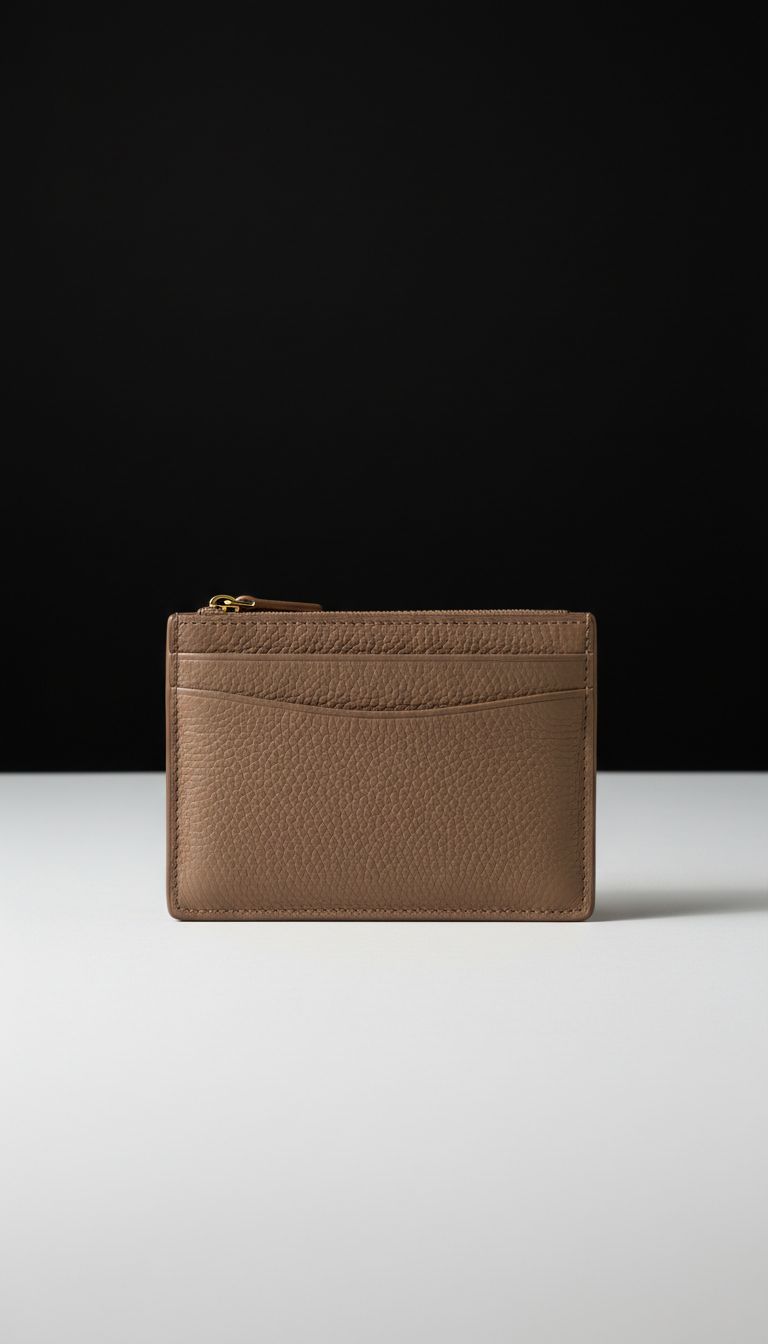 Taupe Leather Cardholder