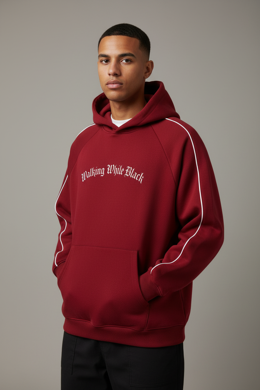 Contrast Piping Raglan Hoodie