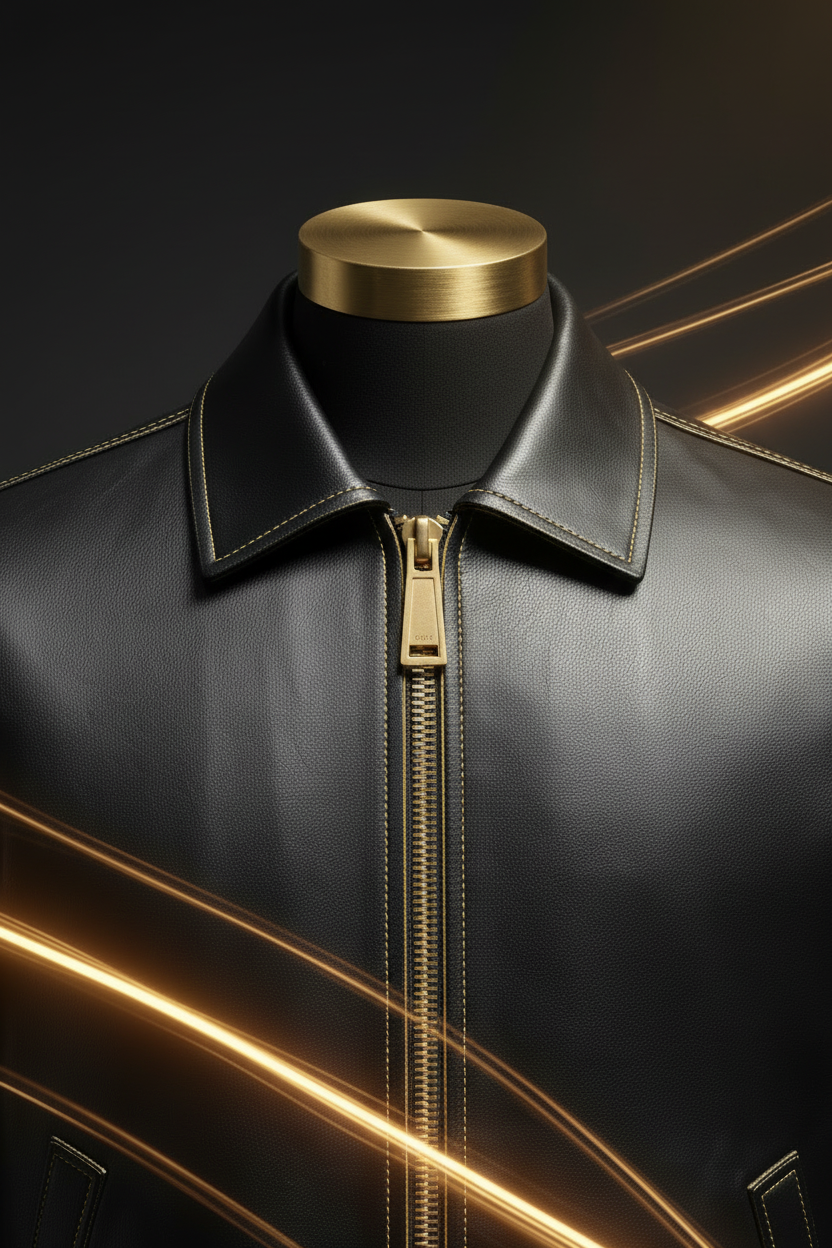 Black Bomber Jacket - Detail
