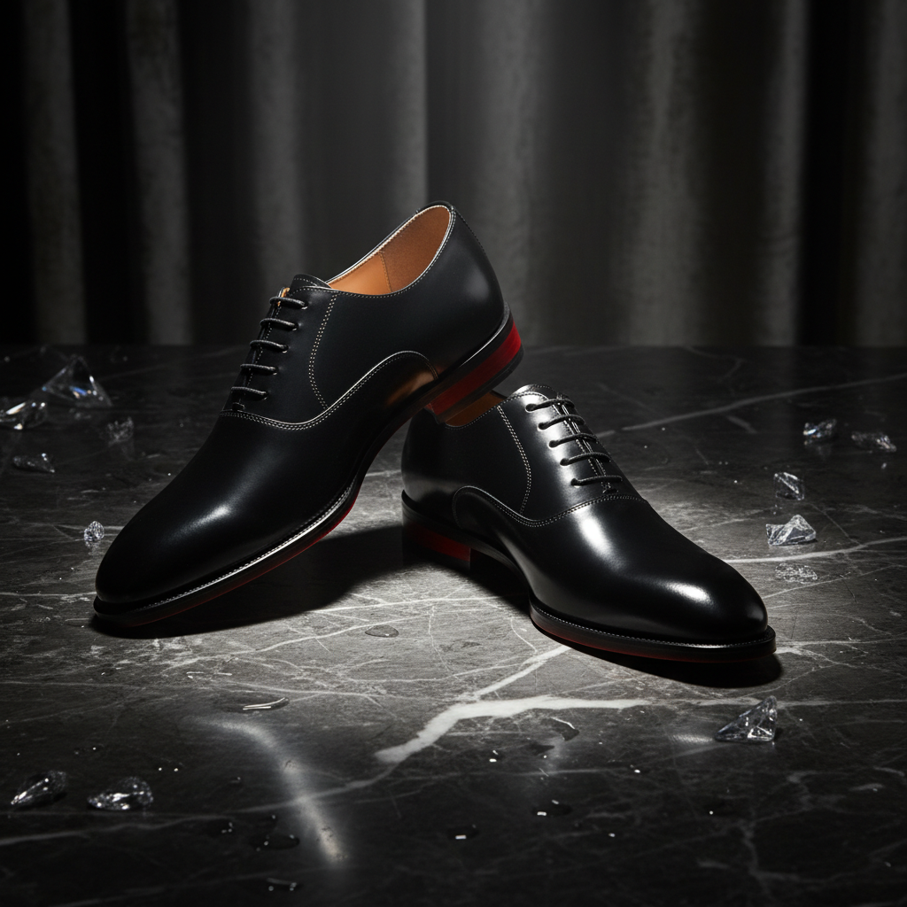 Success red bottom black patent leather Oxford shoes with signature red lacquered sole