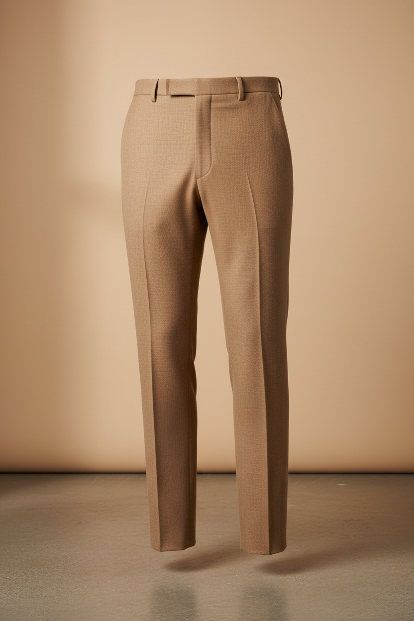 RON'S Collection men's camel tan luxury tailored trousers