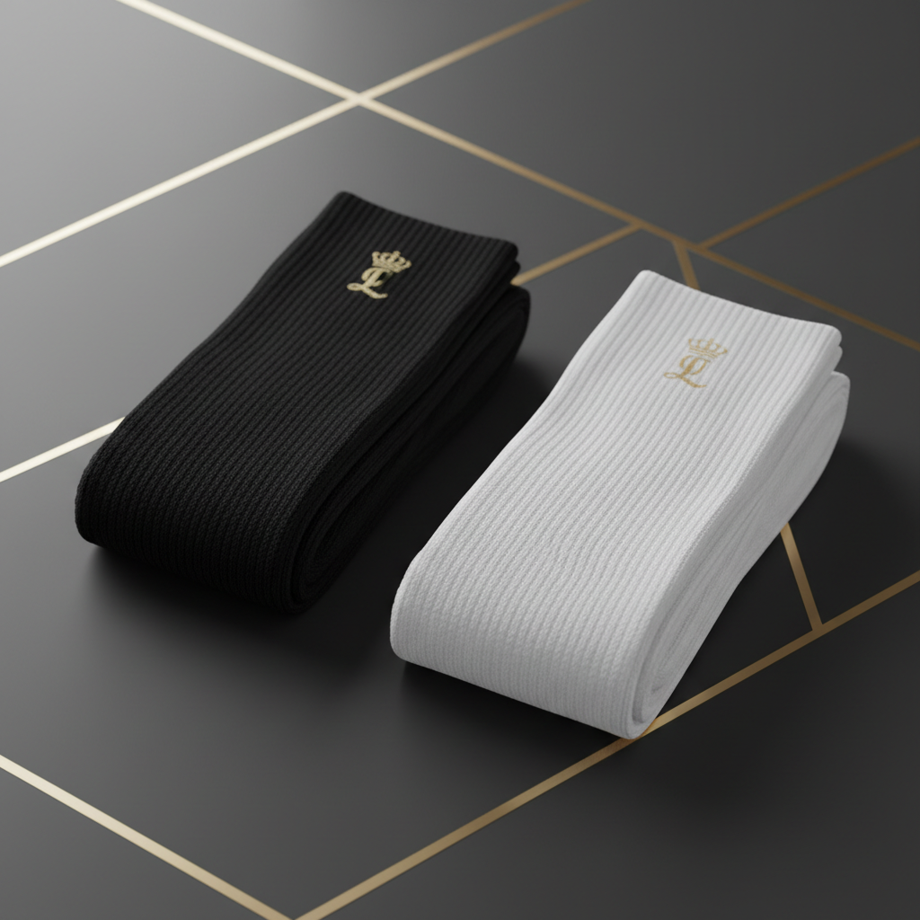 Ron's Luxury Crew Socks in Black and White