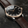 Imperiale Noir Chronograph luxury watch with diamond markers and alligator leather strap