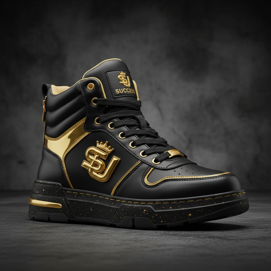 Success High-Top Blackout sneaker black and gold streetwear