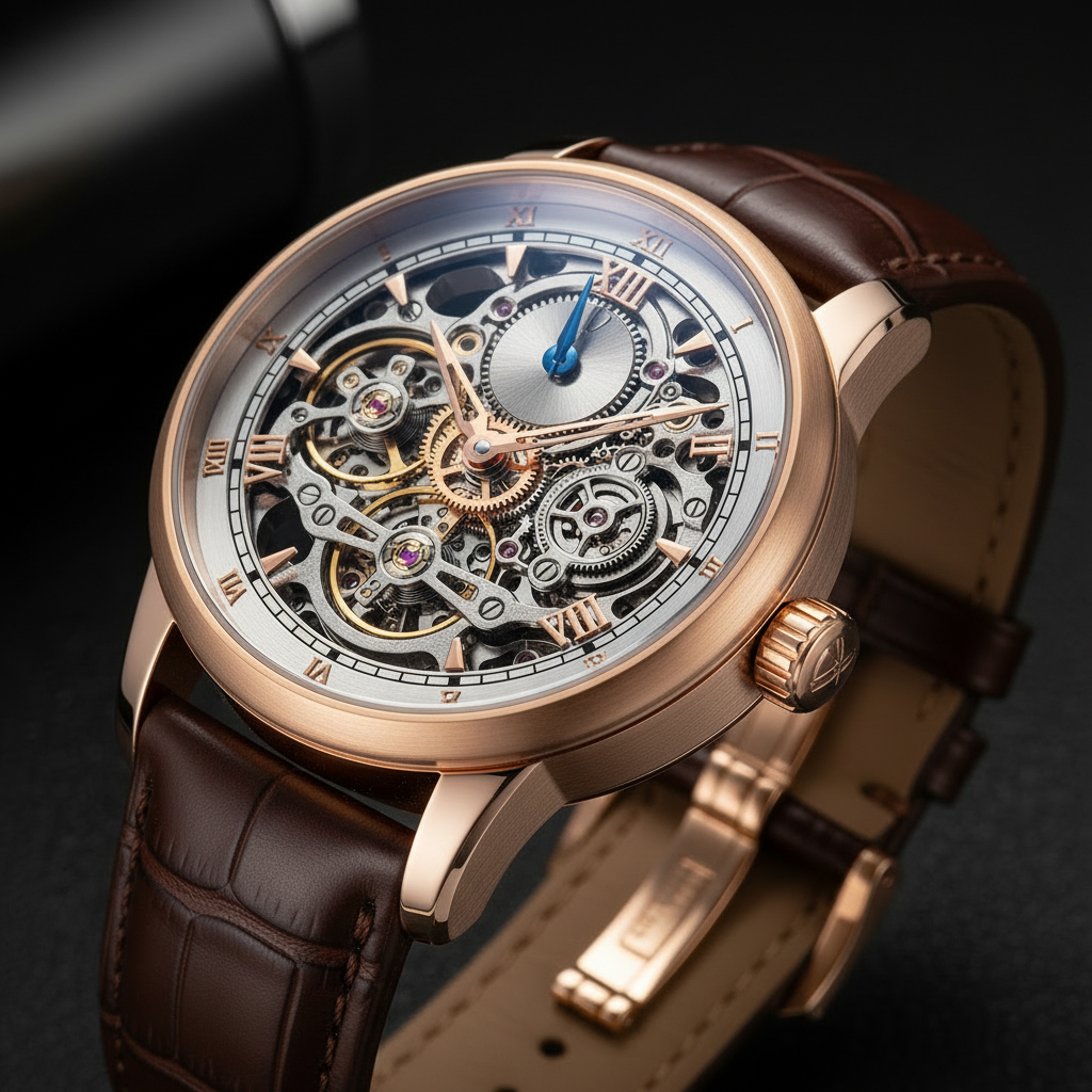Skeleton Face Automatic Watch - Side Angle