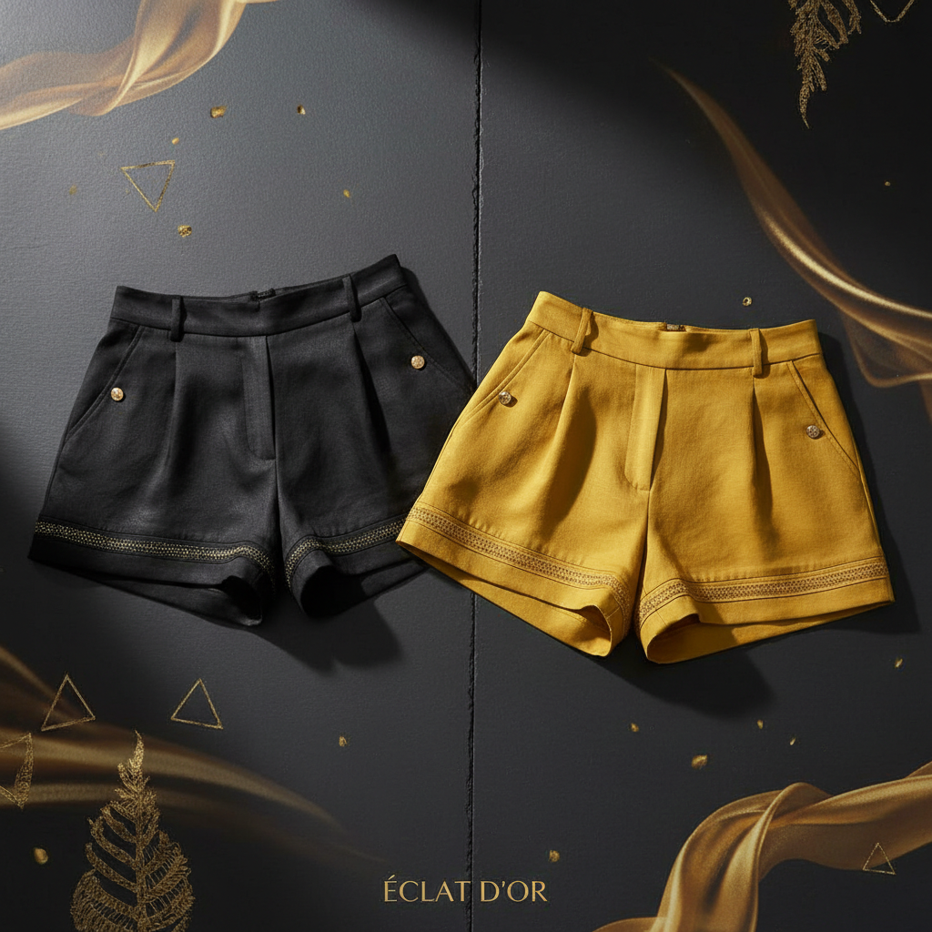 Ron's Luxury Women's Shorts in Black and Yellow