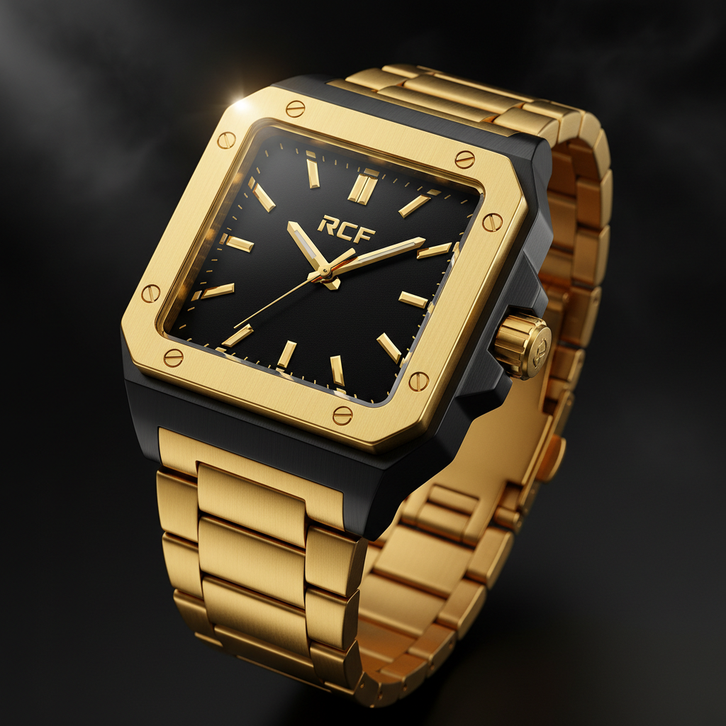 RCF Black Gold Square Watch hero shot