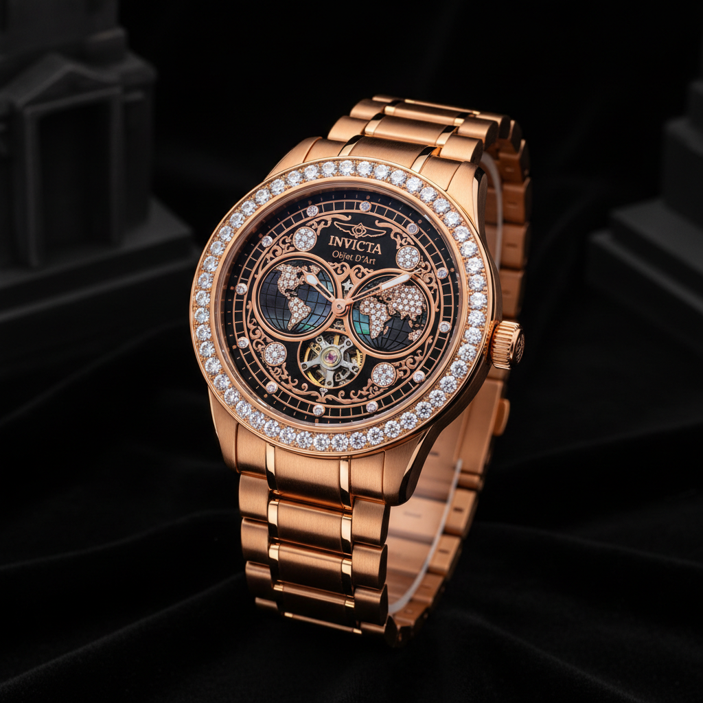 Invicta Objet D'Art Diamond Automatic - Rose Gold with Globes
