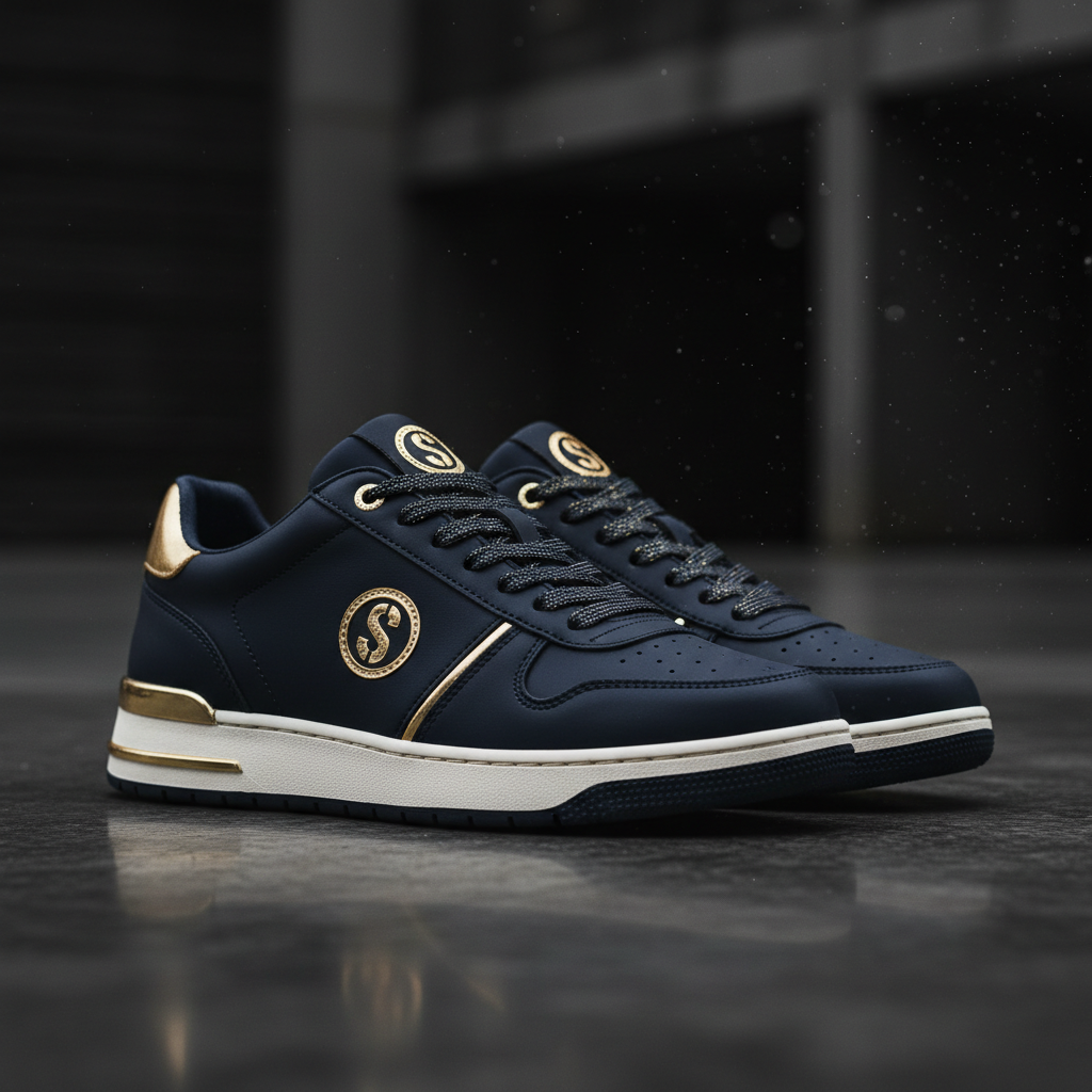Navy Gold Low-Top