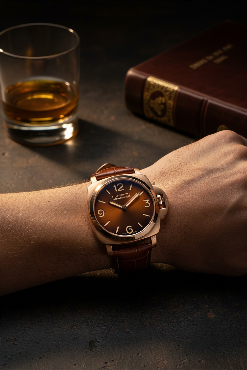 RCF Panerai-Style - Rose Gold Brown Dial Wrist