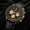 RCF Success watch in black and gold with leather strap