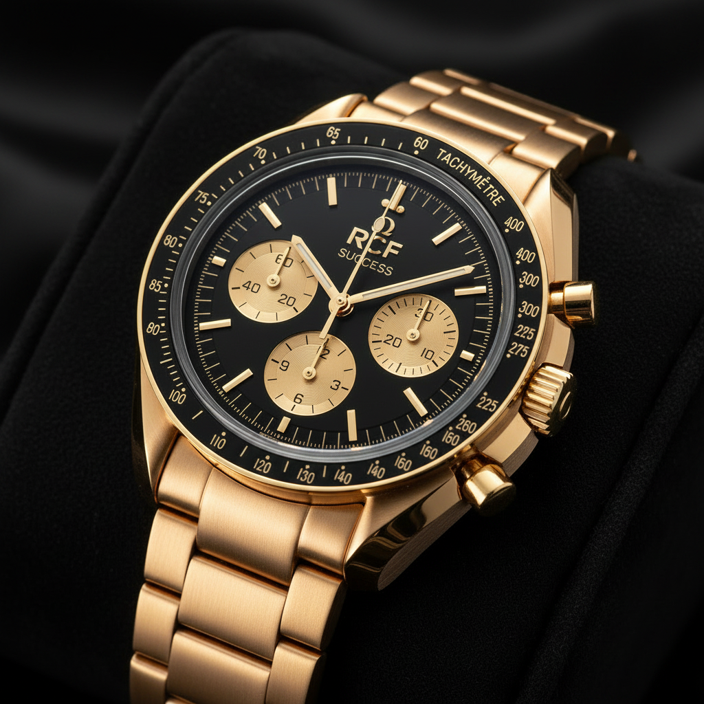 RCF Success watch in black and rose gold with rose gold bracelet