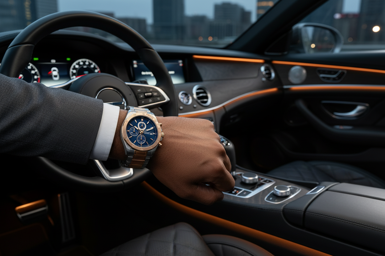 RCF Techno Marine Men's Watch — Two-Tone Rose Gold & Silver | Blue Dial