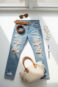 Ripped Leg Jeans - Flat Lay