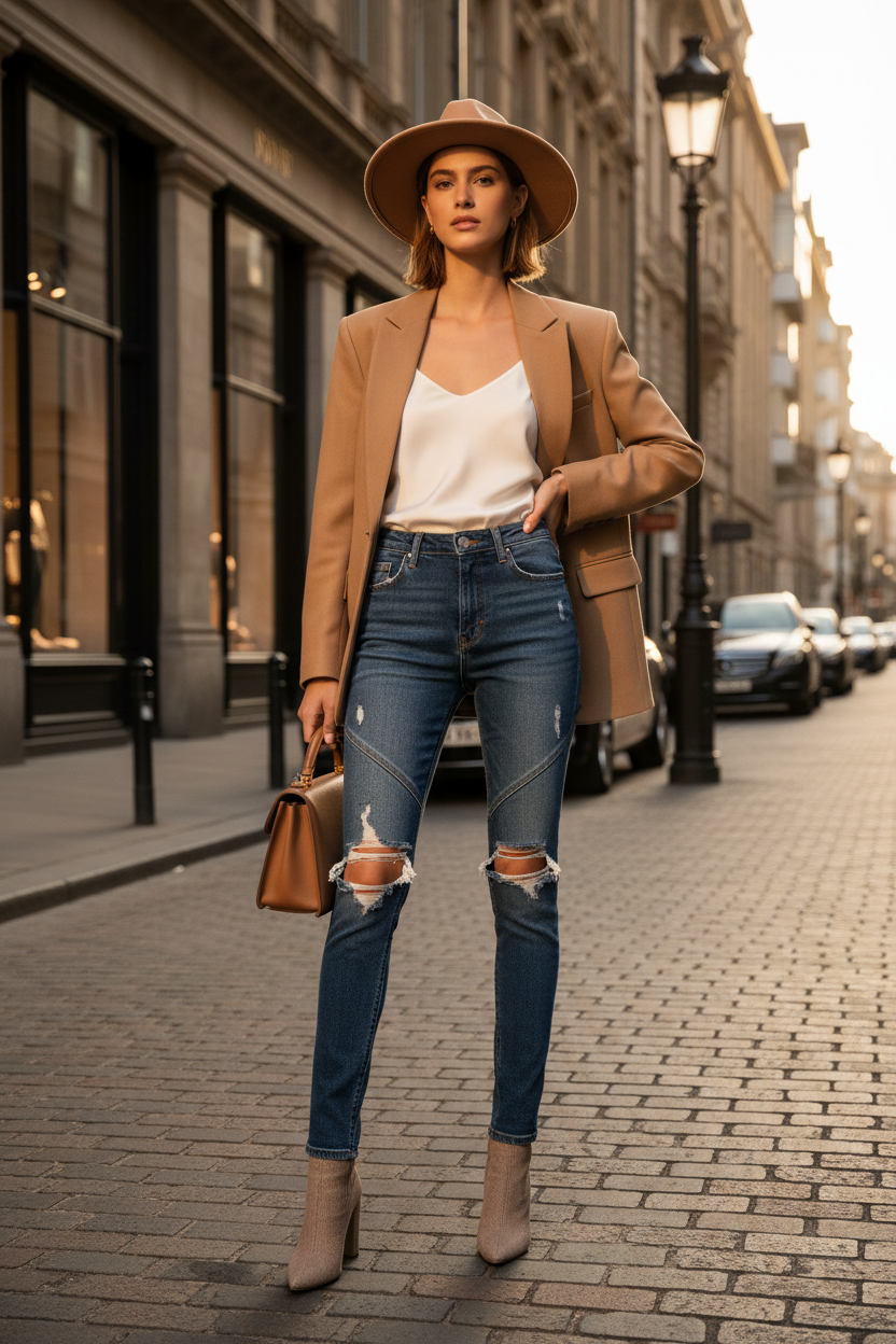 Ripped Leg Jeans - Outdoor