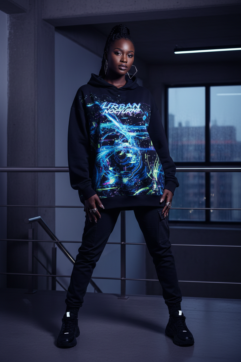 Walking While Black Hoodie - Black Female Model