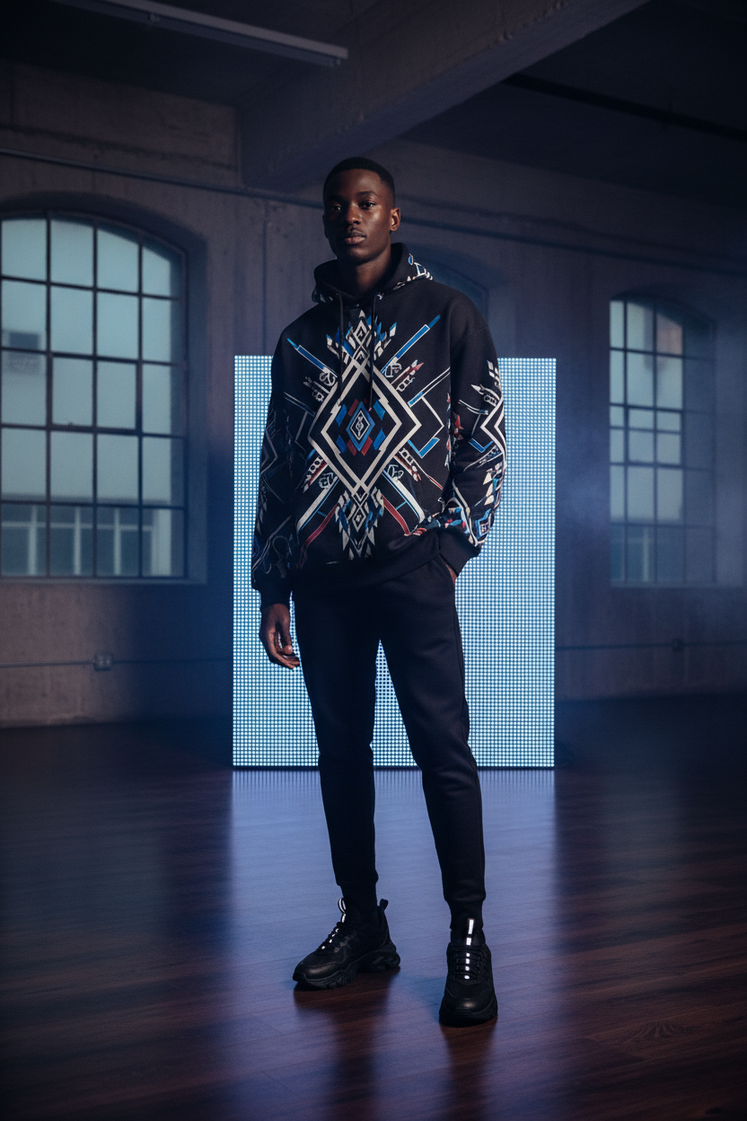 Walking While Black Hoodie - Black Male Model